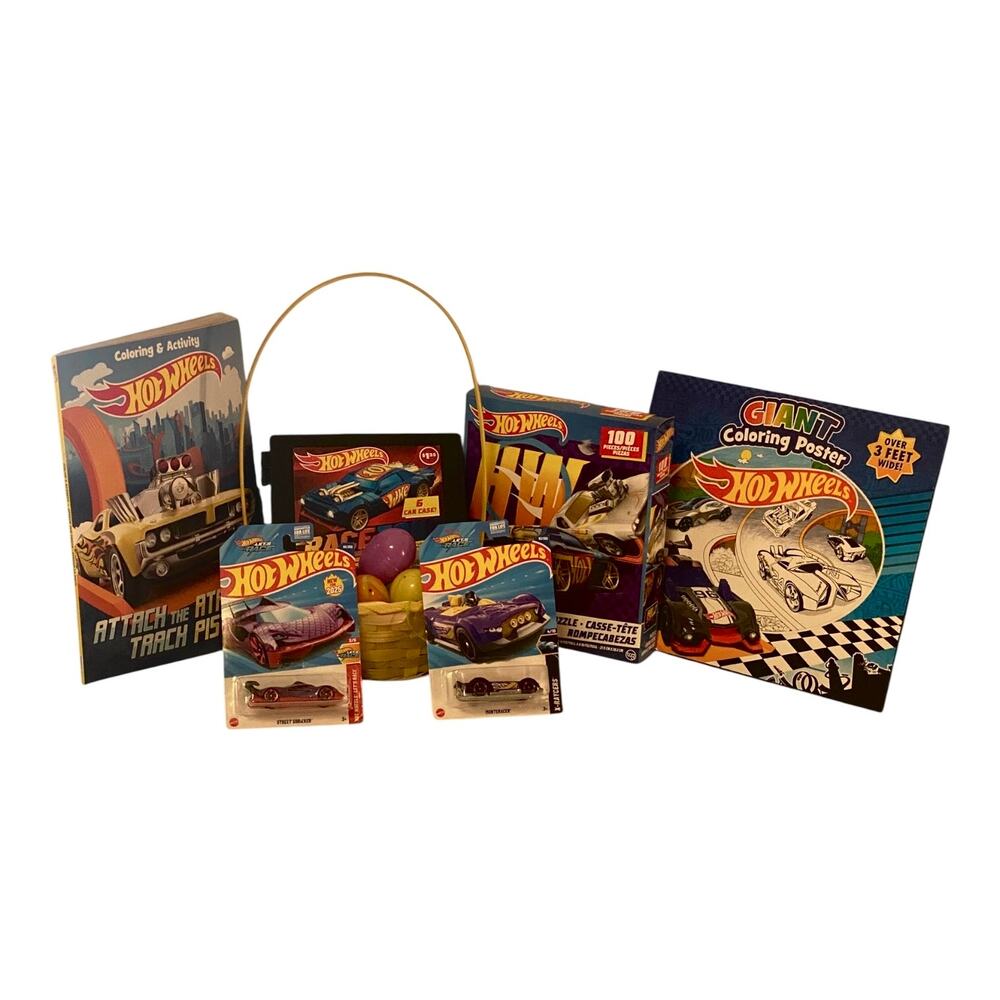 Deluxe Hot Wheels Easter Basket Filler Set for Boys Toy Car Easter Gift